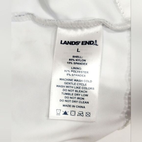 Lands' End Navy Stripe High Neck UPF 50 Open Back 1pc Swimsuit Fully Lined, S - Picture 10 of 10